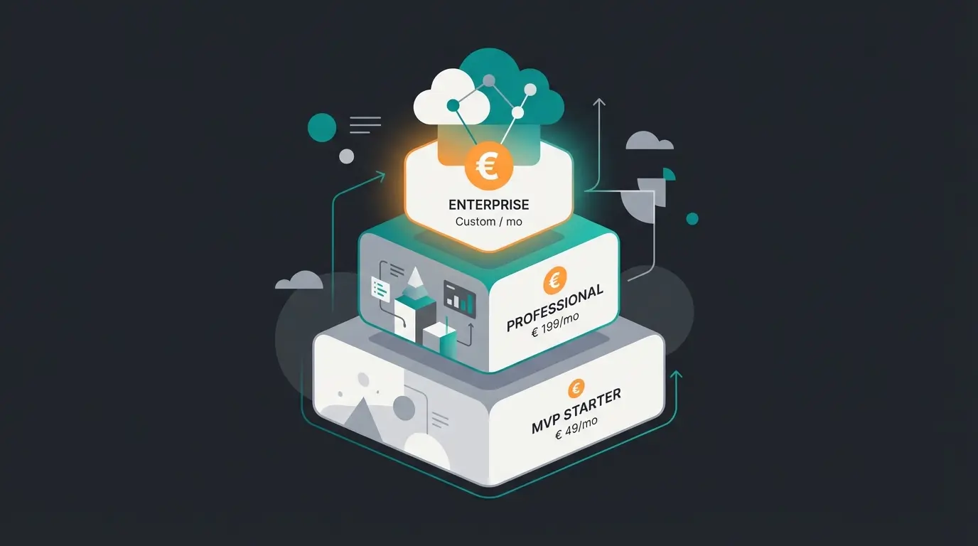 Shopware project cost breakdown showing starter, professional, and enterprise tier pricing