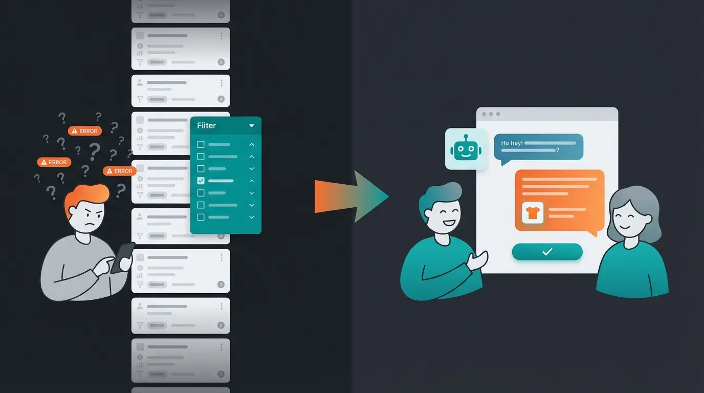 Comparison visualization of standard search versus AI consultation user journey