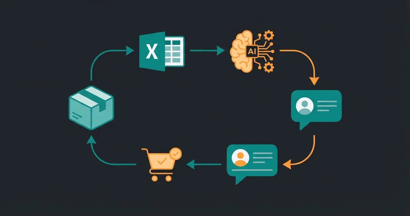 Infografik zum Lebenszyklus eines Produkts von Lager bis KI-Beratung