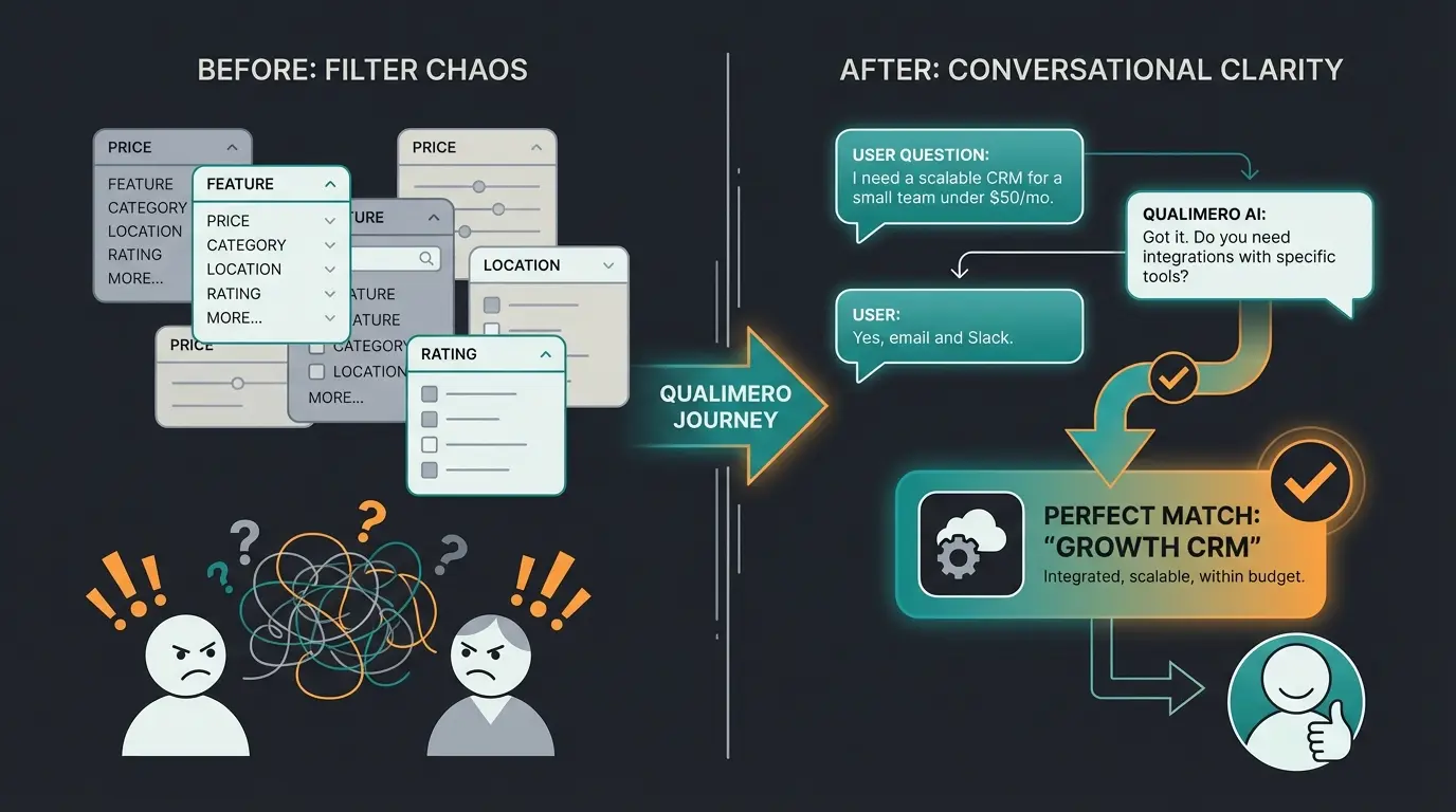 Comparison between traditional filter navigation and AI-powered consultation flow
