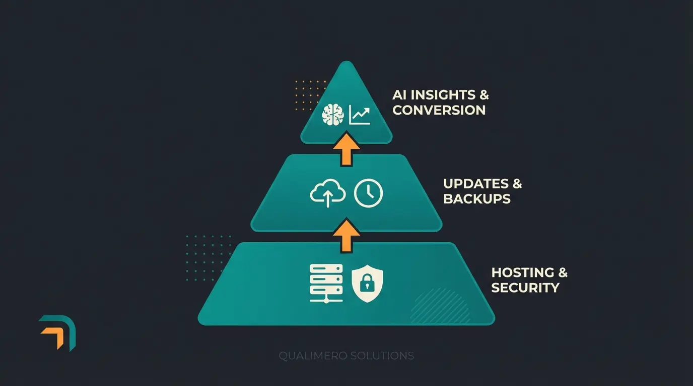 Wartung 2.0 Pyramide mit technischer Basis und AI-Optimierung an der Spitze