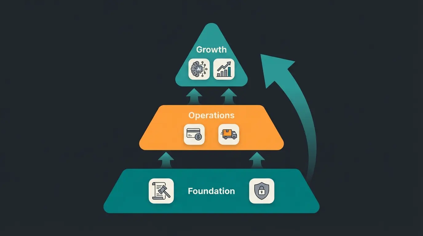 The Shopware Plugin Ecosystem pyramid showing foundational to advanced plugin categories