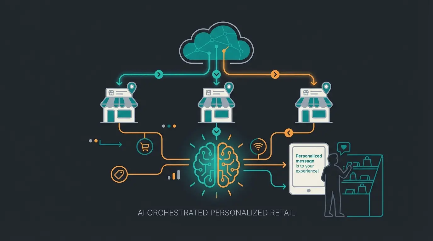 Modern retail store with AI-integrated point of sale creating seamless customer experience