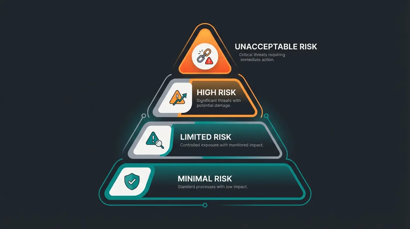 EU AI Act risk-based approach pyramid showing four risk categories