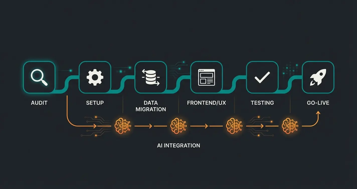 Shopware Relaunch Roadmap mit KI-Integration in 6 Phasen