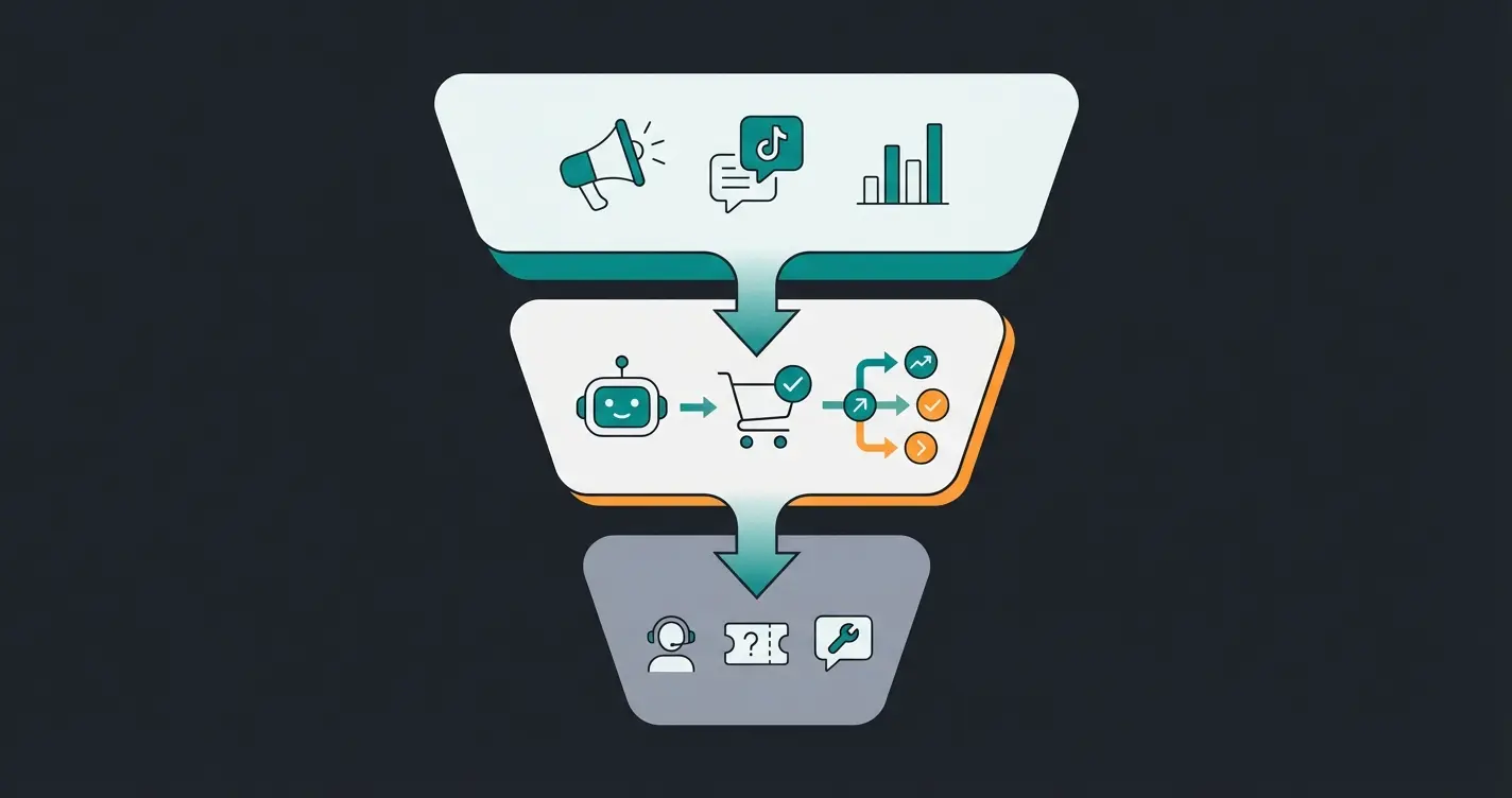 Visualisierung Support-Bot vs. KI-Produktberater im Sales Funnel