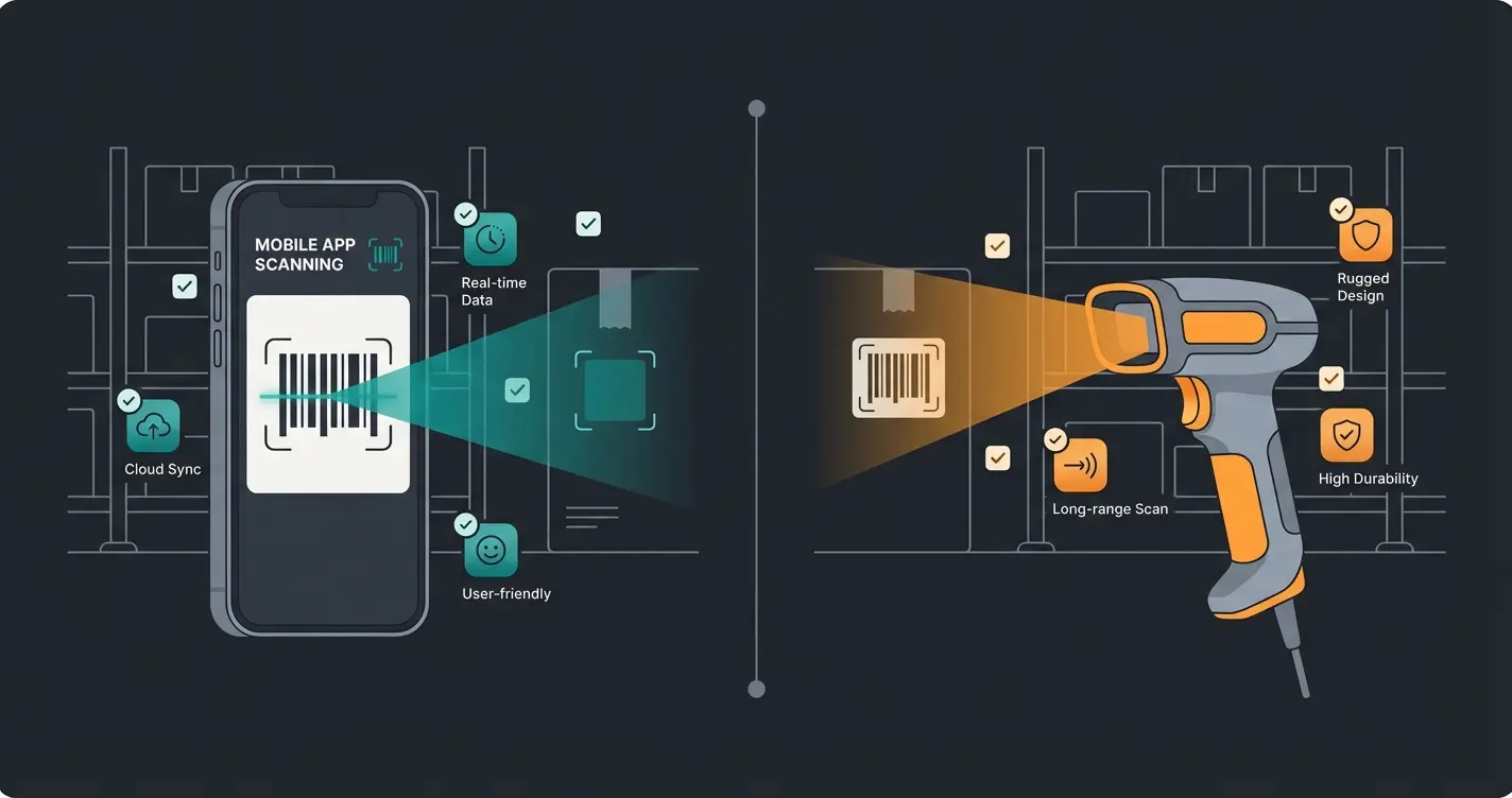 Comparison of smartphone inventory scanning versus dedicated industrial barcode scanner devices