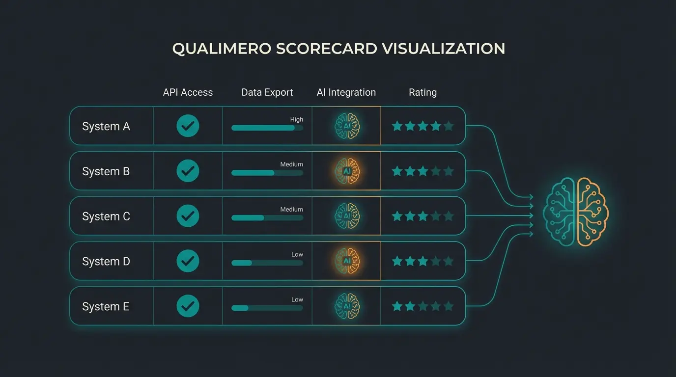 AI-readiness scorecard showing data export capabilities of different inventory management systems