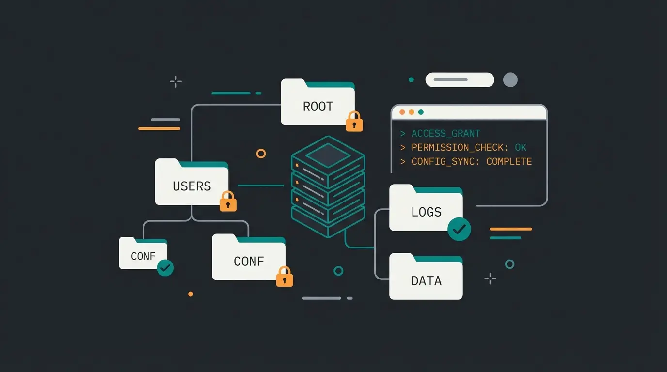 Magento file permissions structure showing correct ownership and access rights