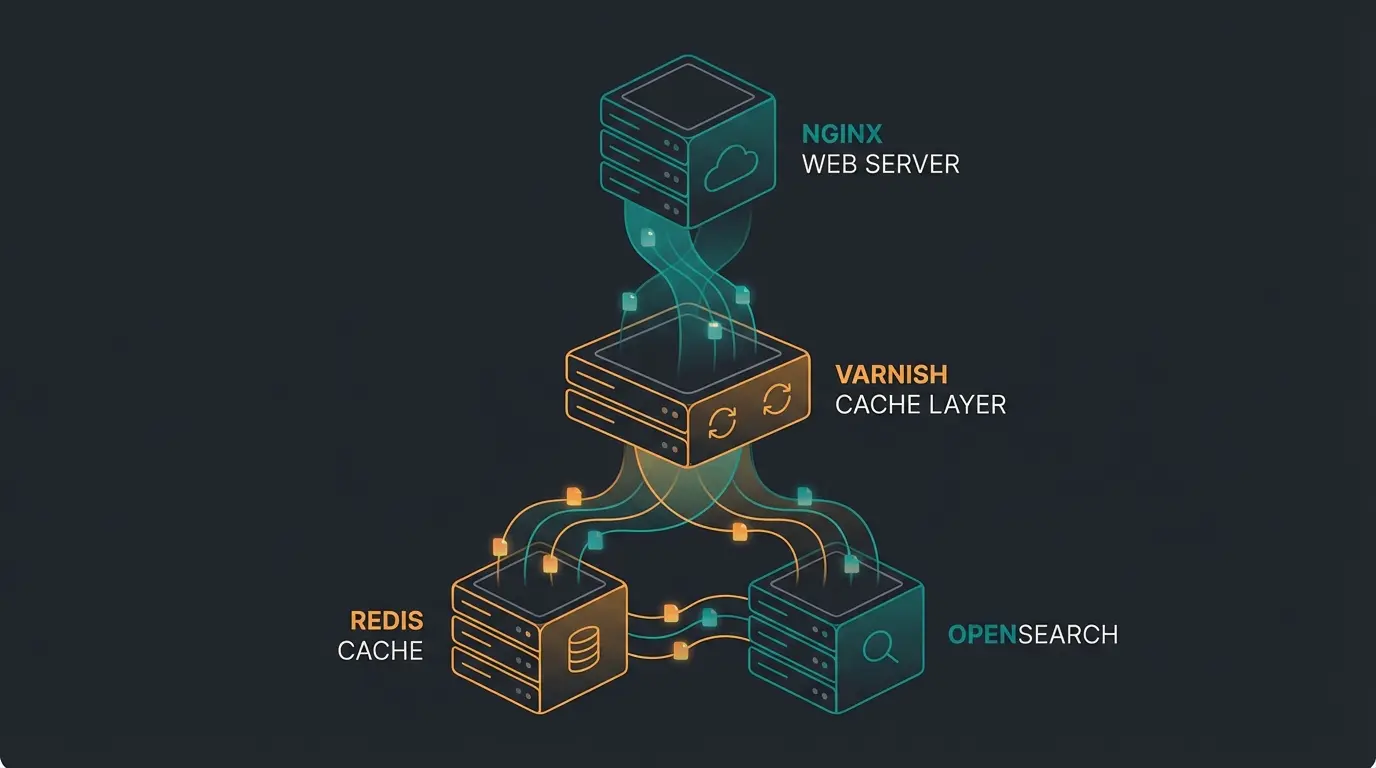 Magento Server-Stack Architektur mit Nginx, Varnish und Redis Caching-Layers