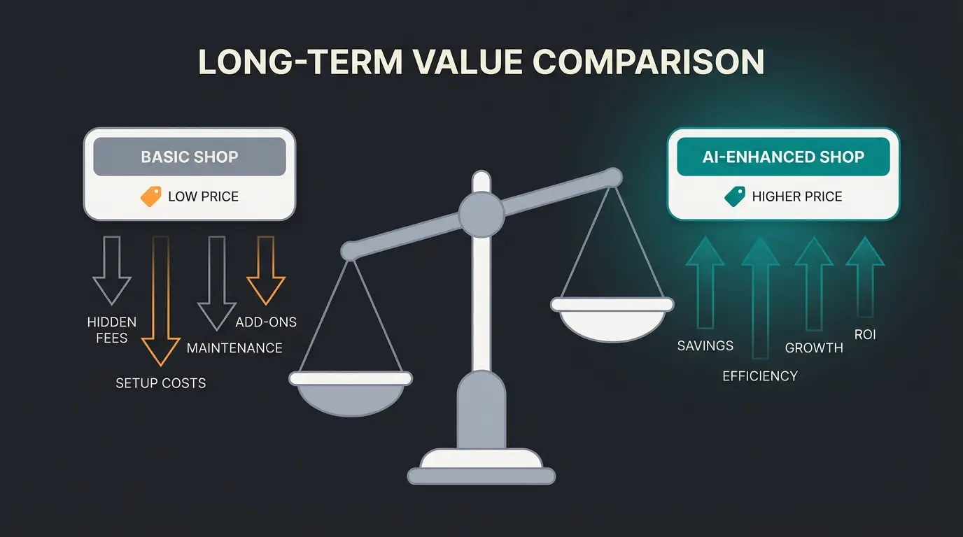 Vergleich der Gesamtkosten: Günstiger passiver Shop vs. intelligenter verkaufender Shop mit KI-Beratung