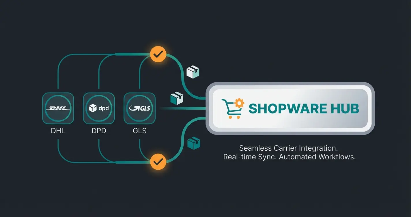 Comparison of major shipping carrier adapters for Shopware including DHL, DPD, and GLS