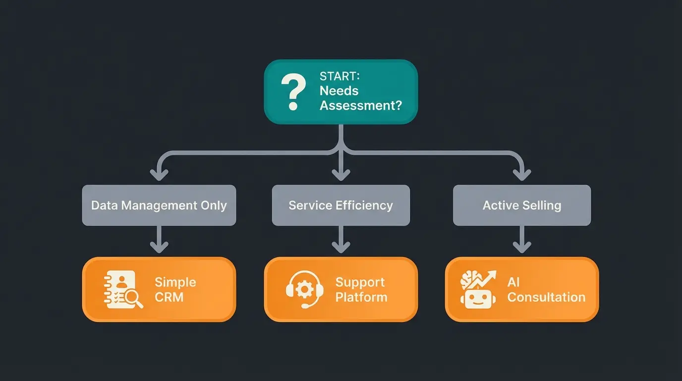 Entscheidungsbaum für die Wahl der richtigen Kundenmanagement Software