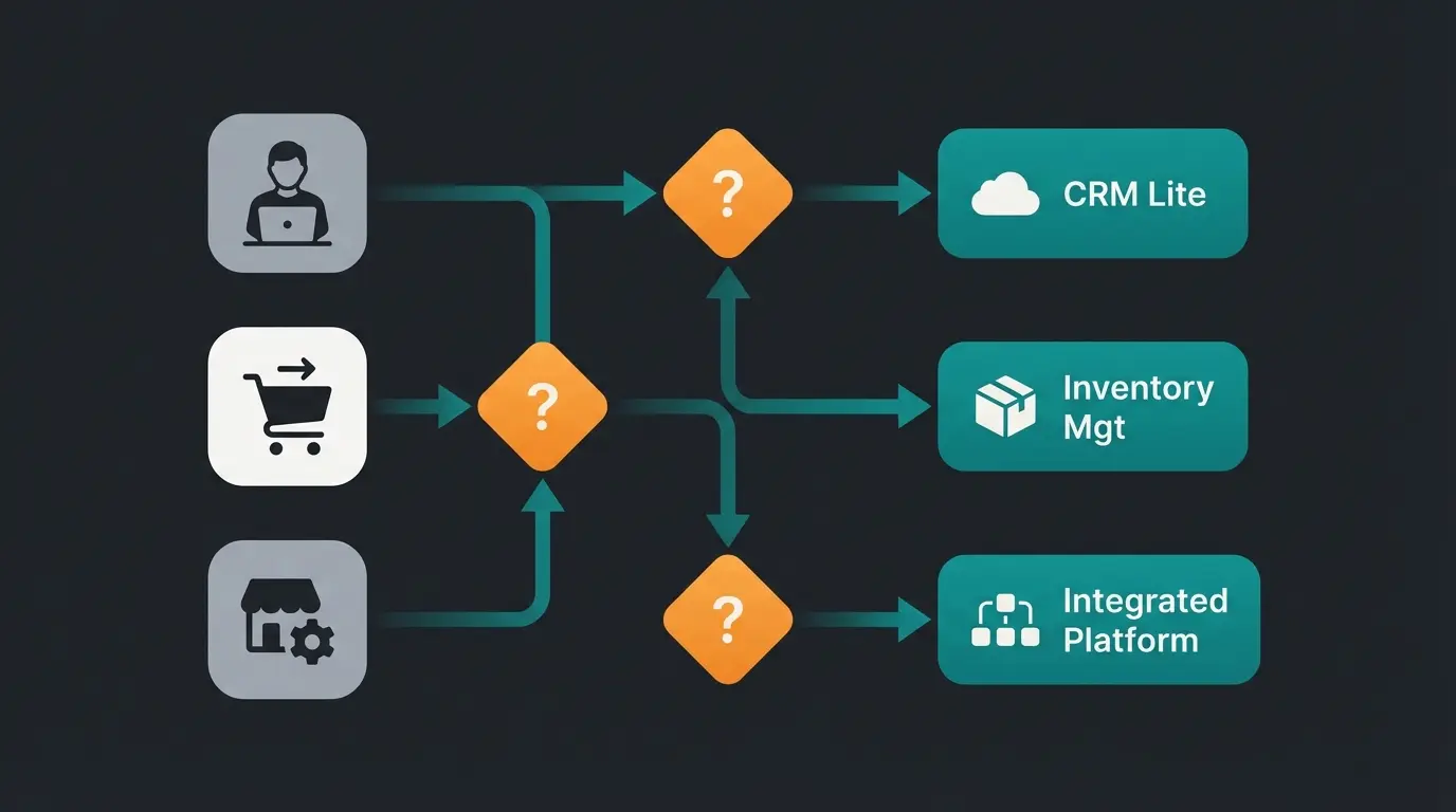 Decision flowchart for choosing the right accounting software based on business type