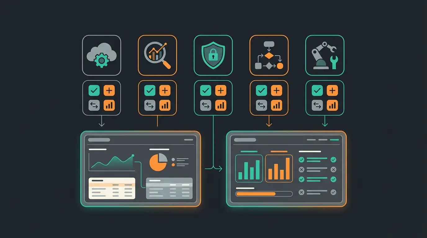Visual comparison of five leading financial accounting software solutions showing key features