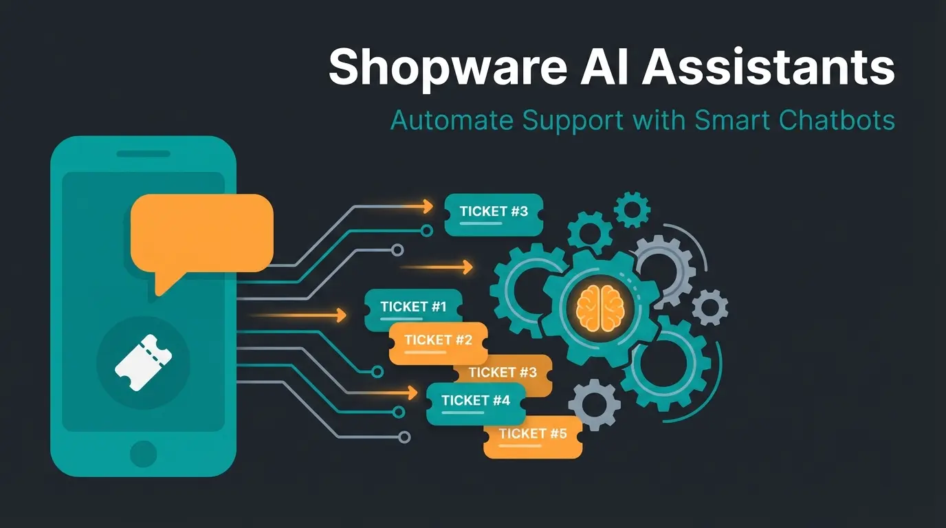 Shopware support phone hotline guide with automation workflow illustration