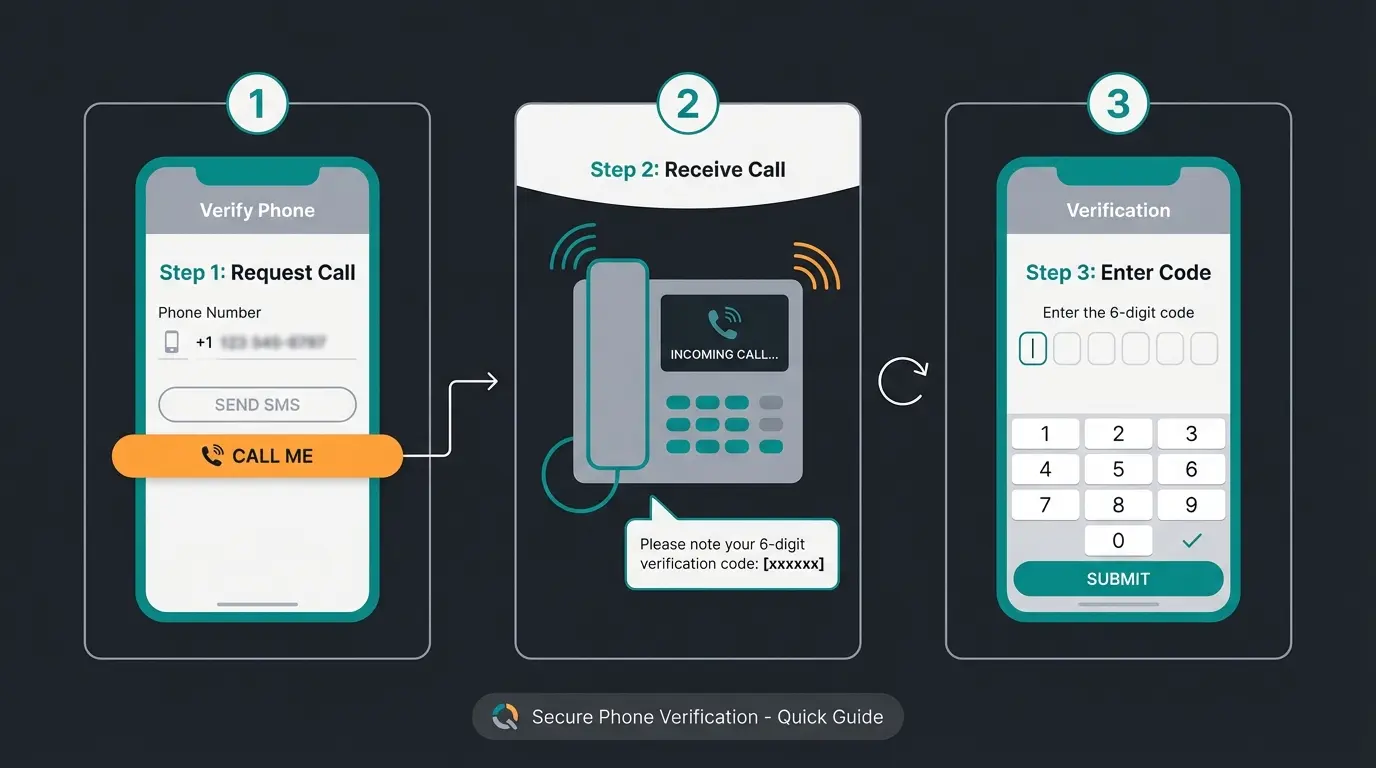 Screenshot-Guide: Die Festnetz-Verifizierung bei WhatsApp Business mit Mich anrufen Option
