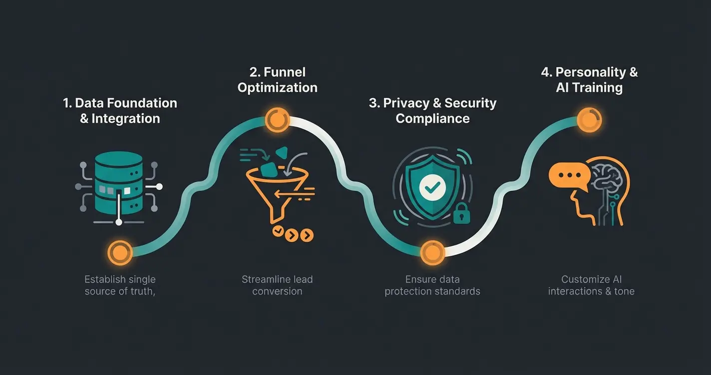 Implementation roadmap for AI consultation integration showing four key steps