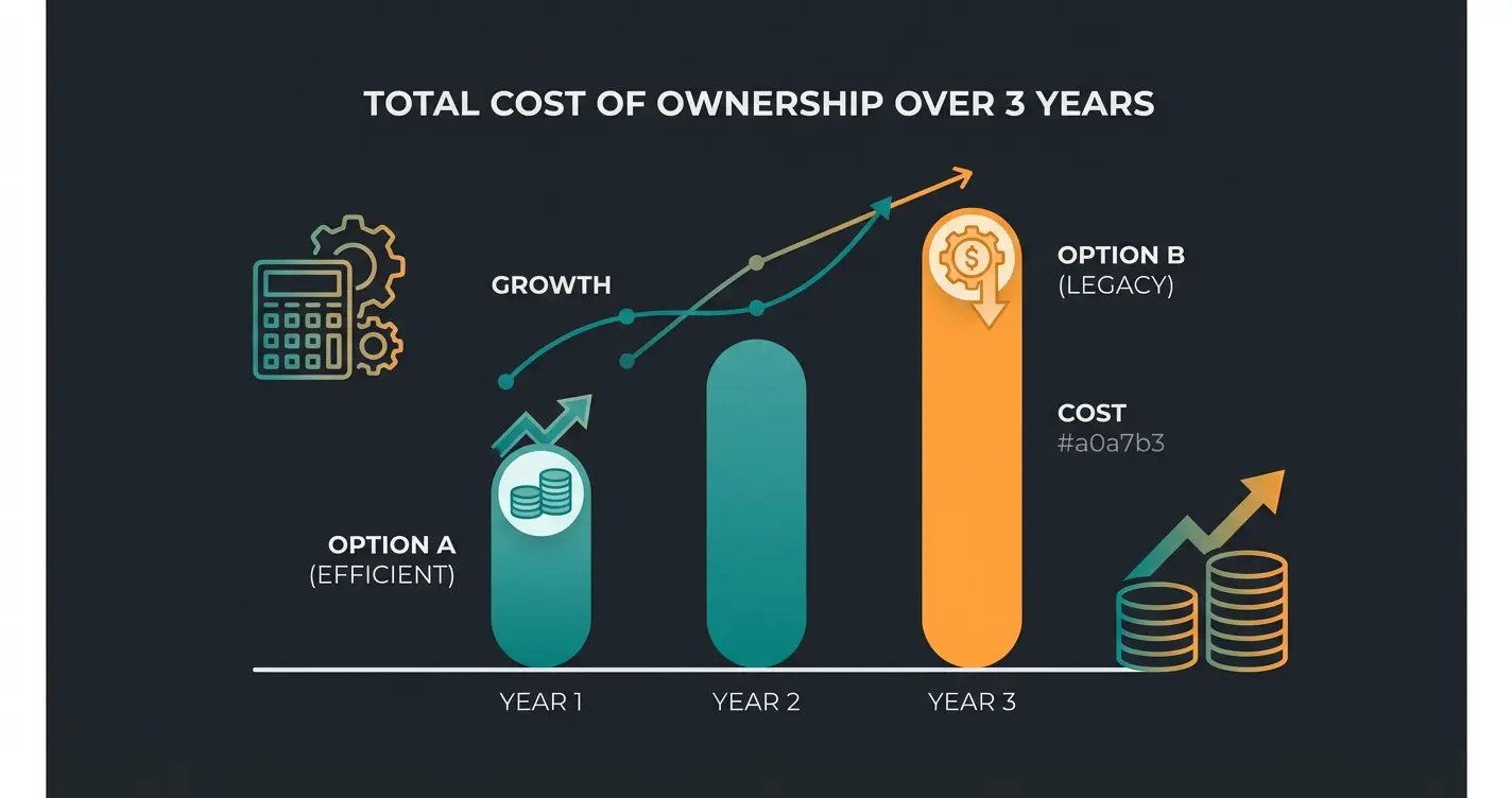 TCO Vergleich Shopware vs Shopify über 3 Jahre Visualisierung