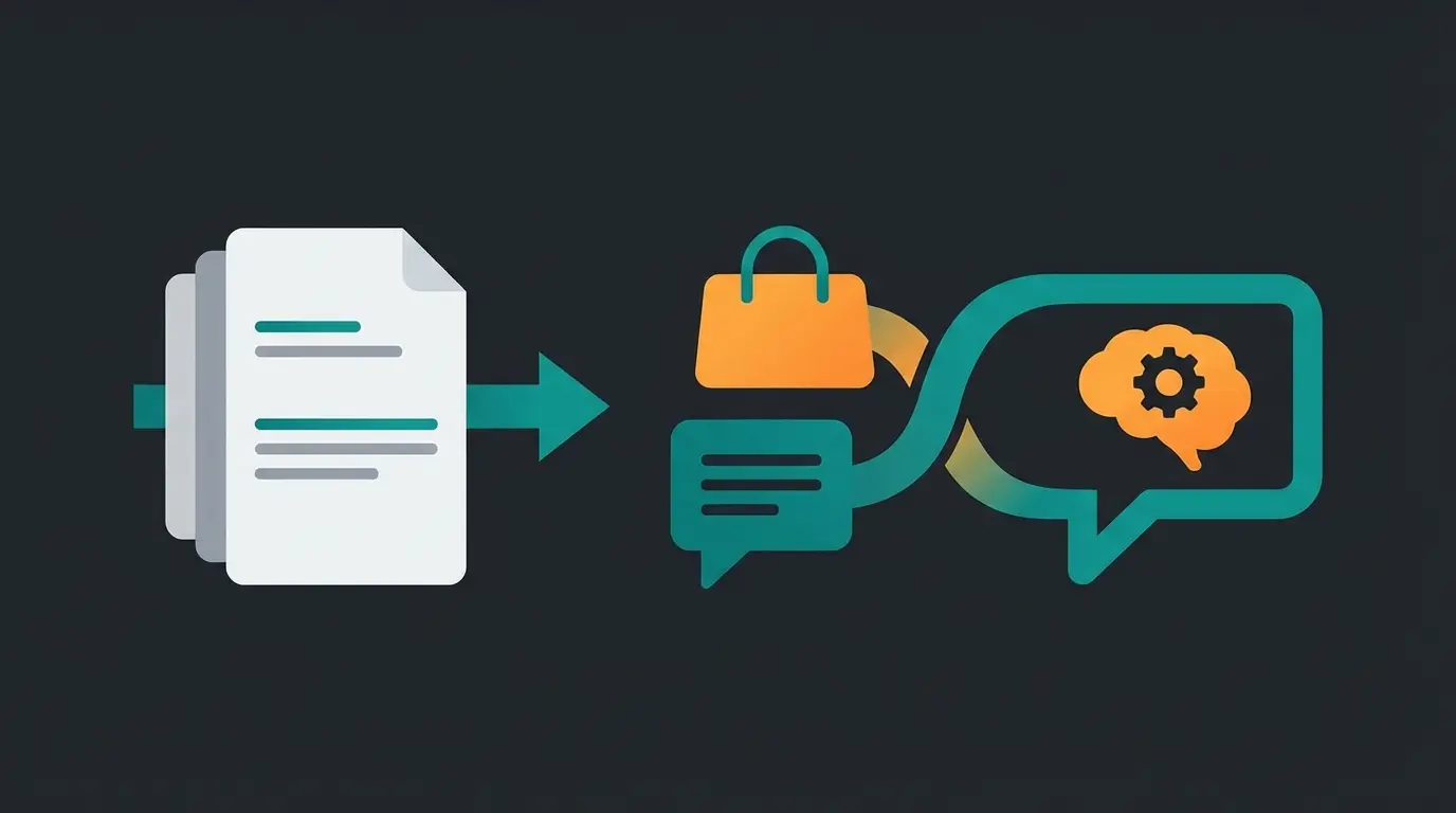 Future of e-commerce showing transformation from documentation to AI-powered conversations