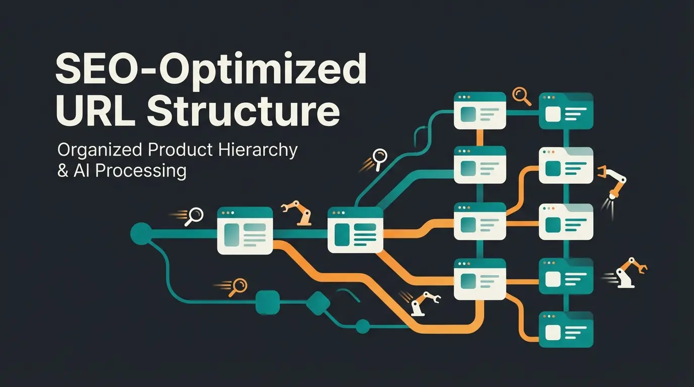 Shopware URL structure optimization diagram showing SEO and AI benefits