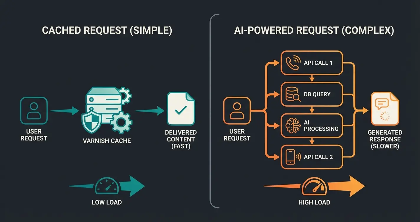 Visualisierung der Request Journey bei statischen vs. dynamischen Anfragen