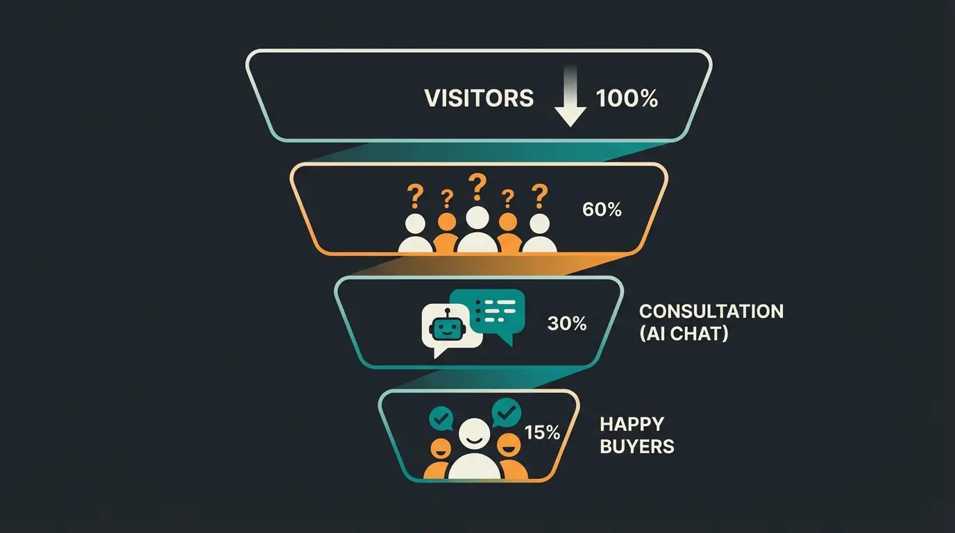 Customer journey funnel showing consultation intervention point