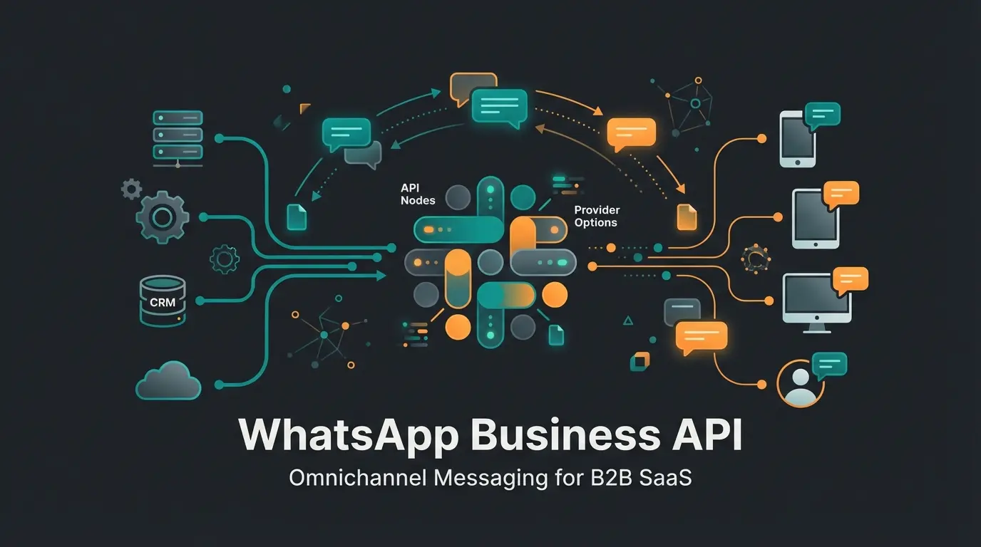 WhatsApp Business API provider comparison illustration showing messaging platforms and AI integration
