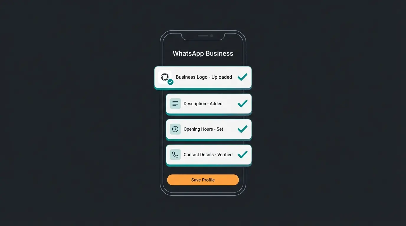 WhatsApp Business Profil-Einrichtung mit allen wichtigen Feldern