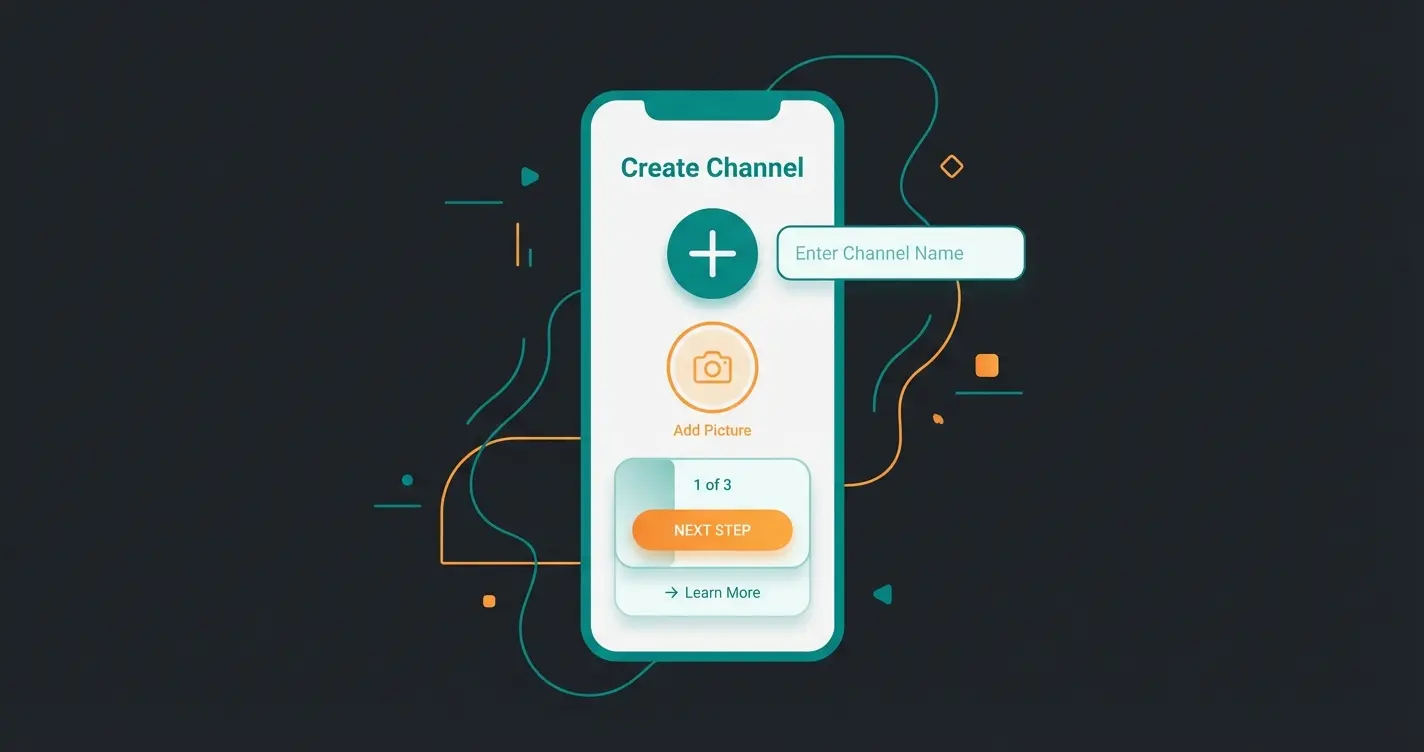 WhatsApp Business channel creation interface showing step-by-step setup process
