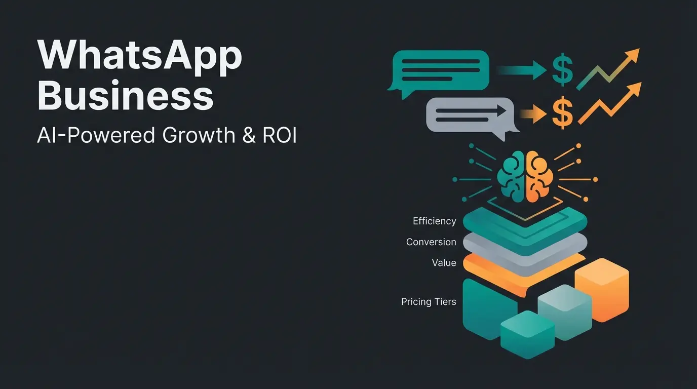WhatsApp Business API pricing visualization with cost layers and AI ROI metrics