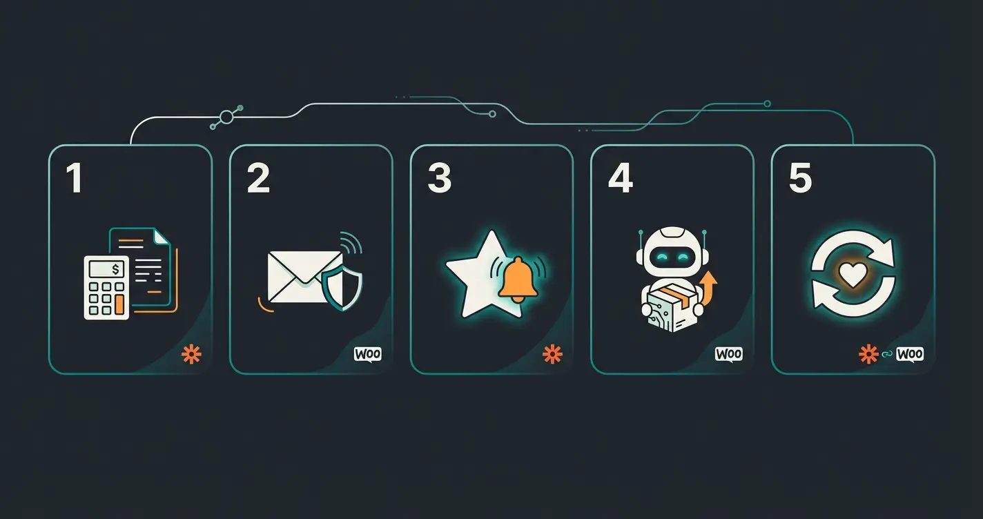 Five smart sales Zaps visualization showing automated workflows