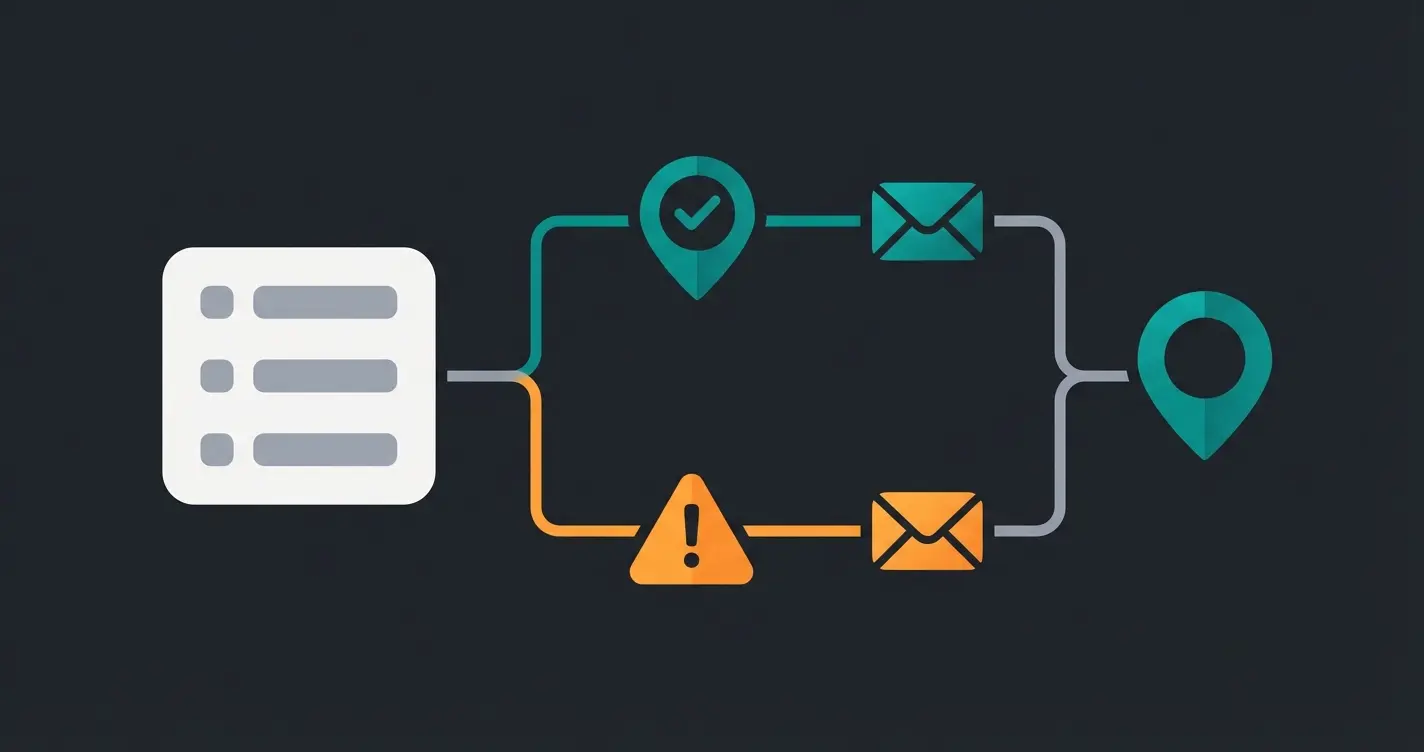 Error handling workflow showing queue-based synchronization with alerting system