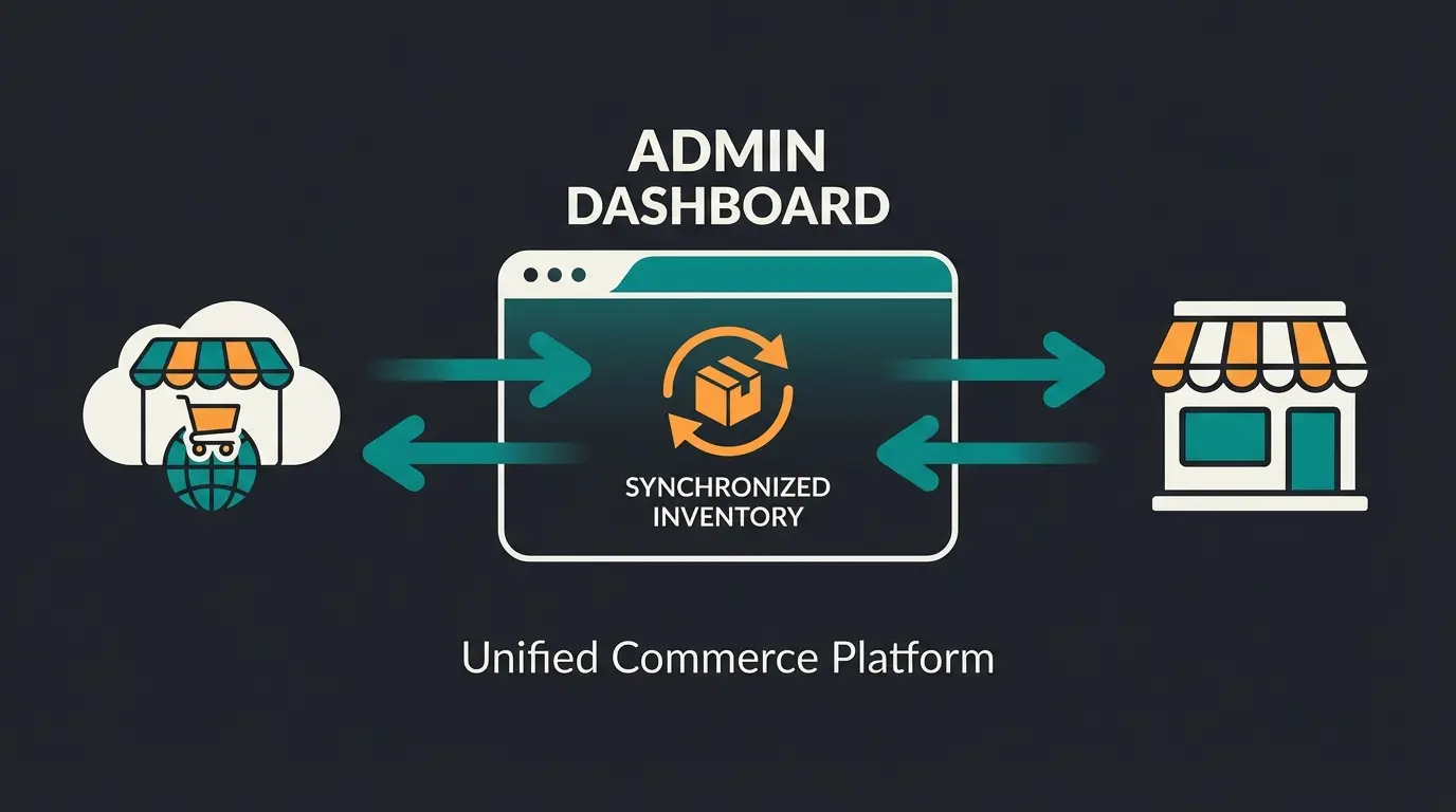 Shopify POS Omnichannel-Architektur mit zentralem Backend