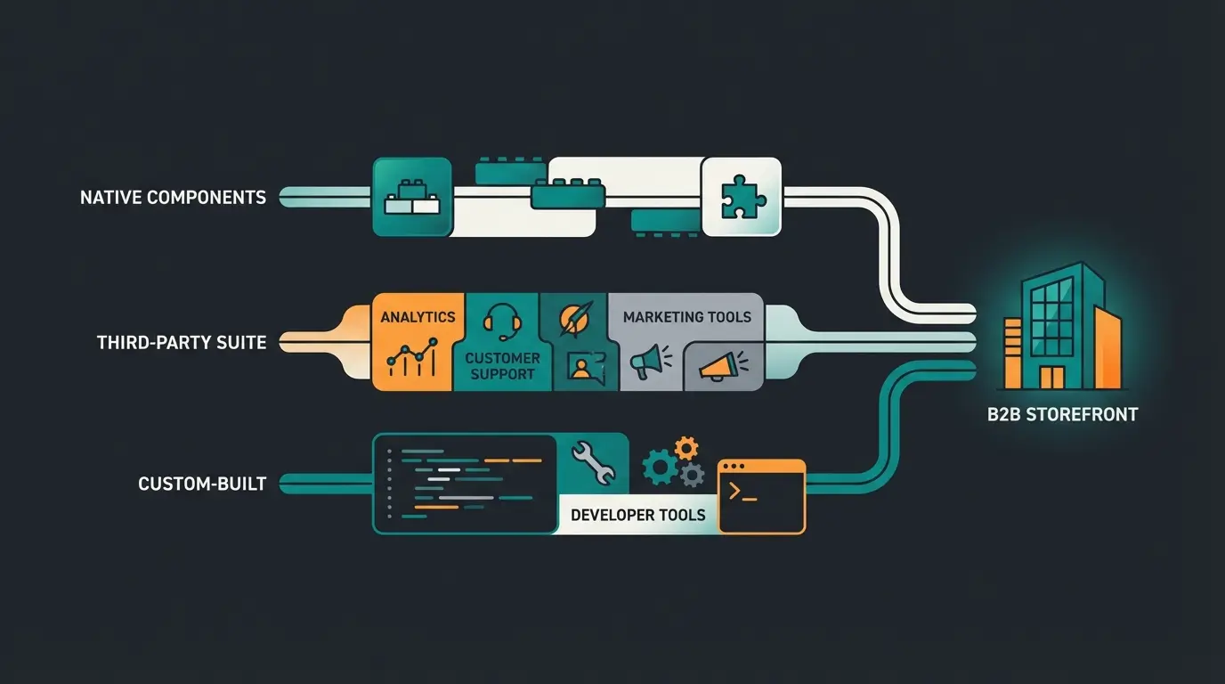 Vergleich der drei B2B-Lösungsansätze für Shopware: native Components, B2Bsellers Suite und Custom Plugins