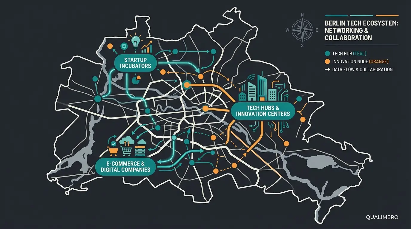 Berlin tech hub map showing e-commerce ecosystem connections