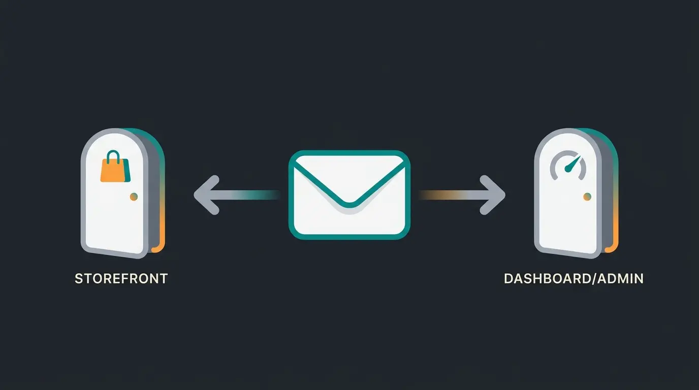 Shopware demo email delivering a storefront link and an admin login