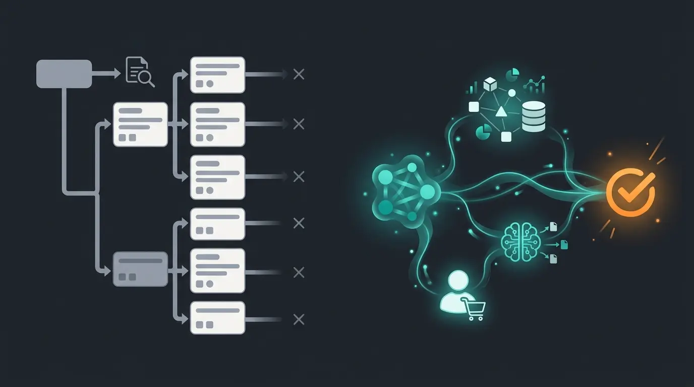 Comparison of a rigid rules-based reply system against a context-aware AI employee connected to product data and conversation memory