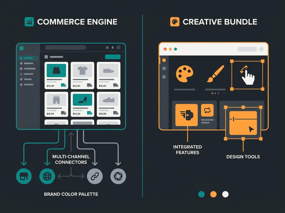 Shopify vs Wix e-commerce dashboard comparison showing feature density differences