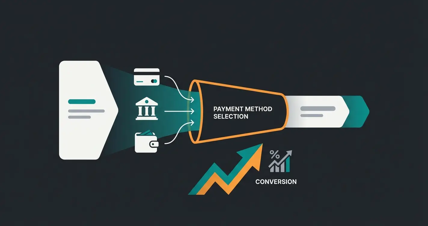 Visualisierung der Checkout-Optimierung durch strategische Zahlungsarten-Auswahl
