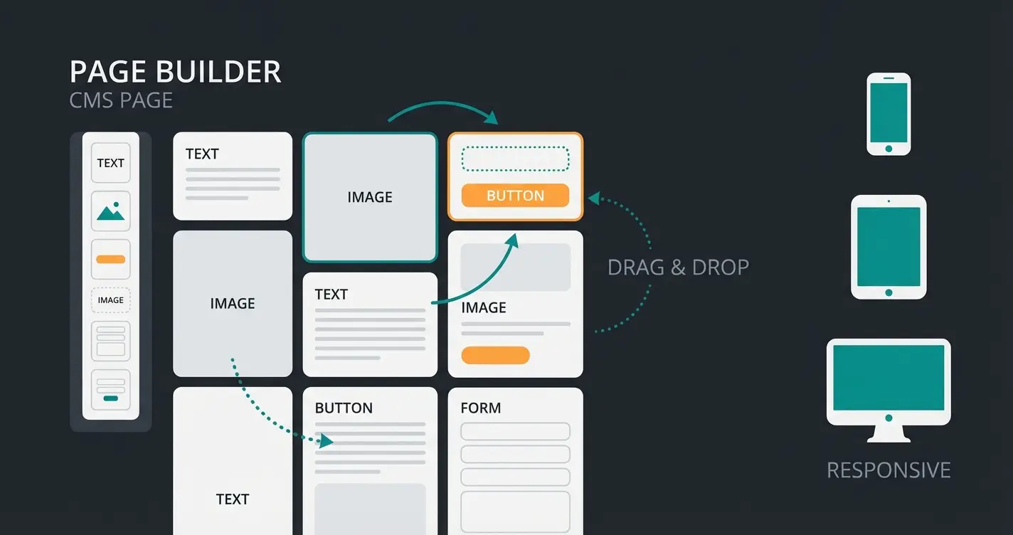 Shopware 6 Shopping Experiences CMS page builder with drag-and-drop blocks and device previews