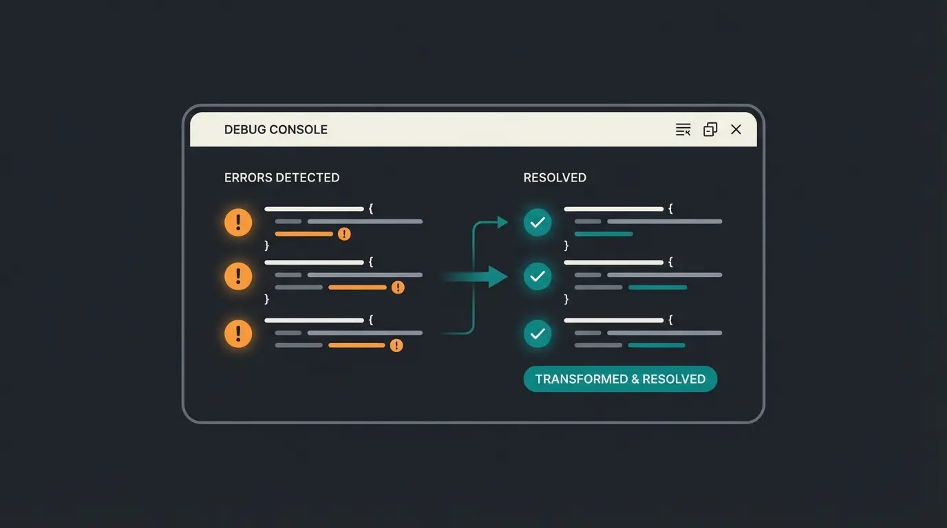 Illustration einer Debug-Konsole mit GraphQL Fehleranalyse und Loesungen