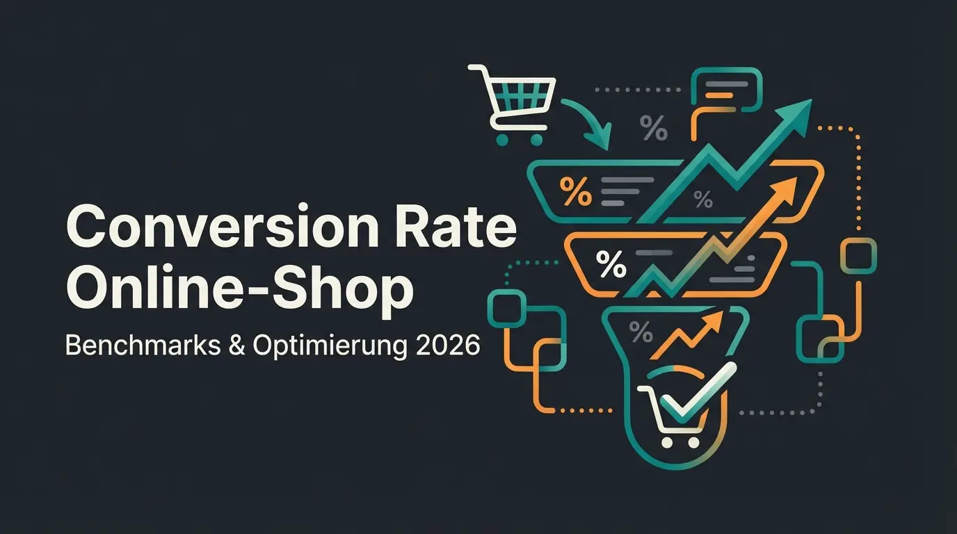 Conversion Rate im Online-Shop: Benchmarks, Berechnung und Optimierung visualisiert als Funnel mit Trendgrafik