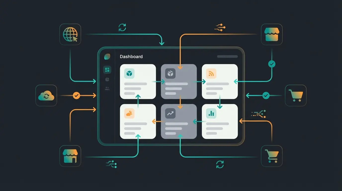 Übersicht der sechs Shopify-eBay-Integrations-Apps im Vergleich mit Dashboard-Ansicht