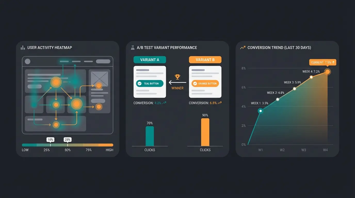 CRO-Tools Dashboard: Heatmap-Analyse, A/B-Testing und Conversion-Tracking im Überblick