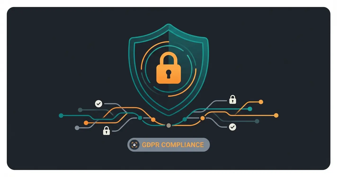 Illustration of a secure data shield protecting AI interactions