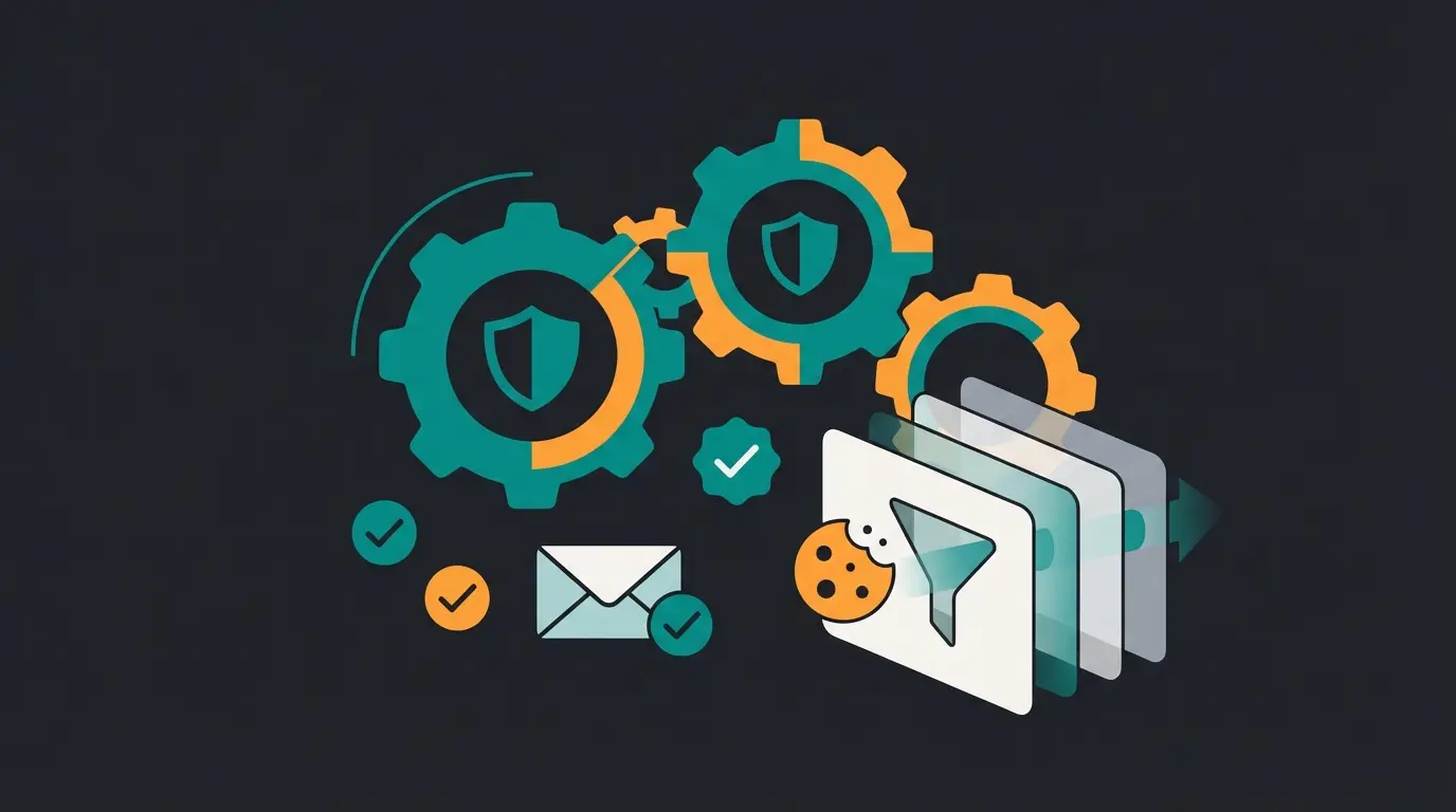 Illustration of Shopware privacy by design features including double opt-in and cookie management