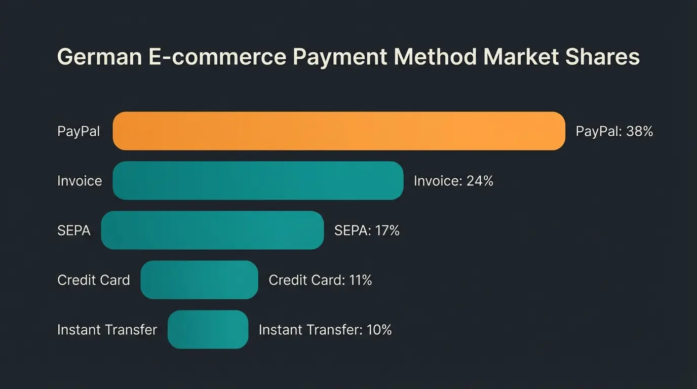 Marktanteile der beliebtesten Zahlungsarten im deutschen E-Commerce 2024/2025