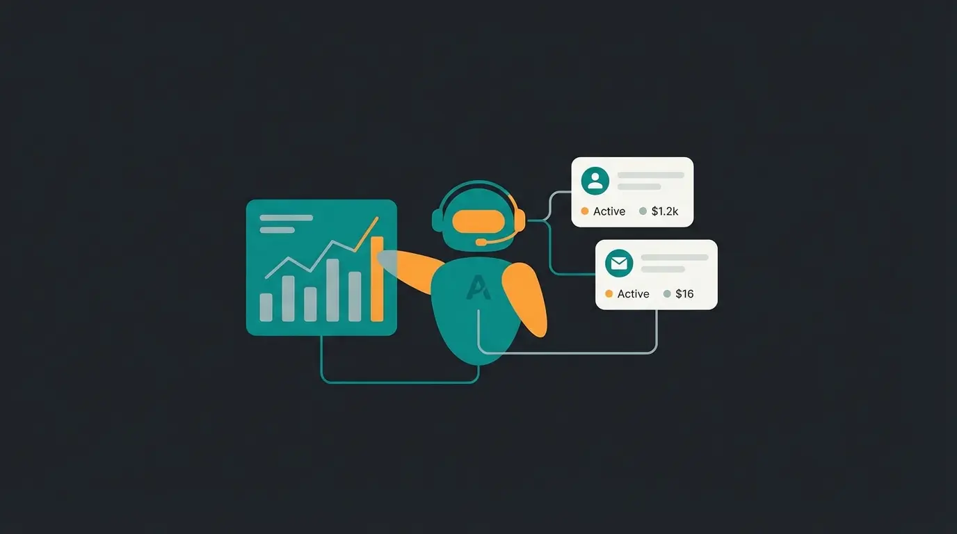 Grafische Darstellung eines KI-Vertriebsmitarbeiters als digitaler Assistent