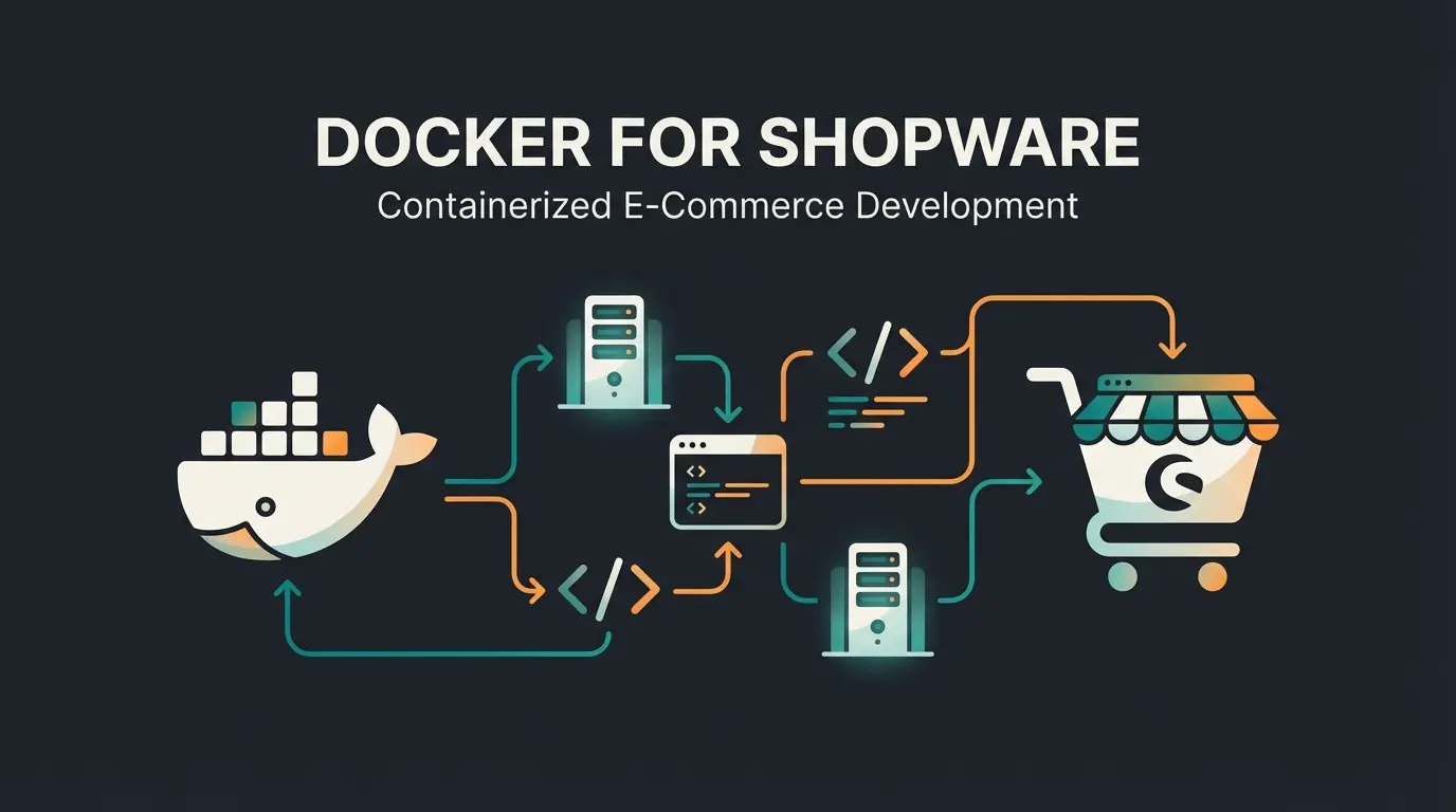 Shopware Docker container setup with development and production environment illustration